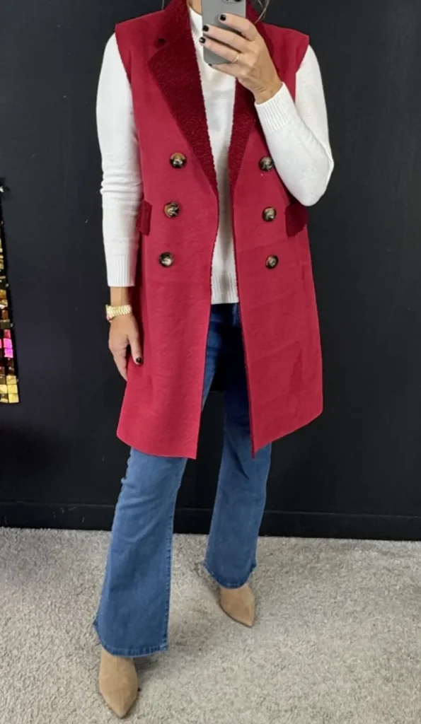 Lang suedine gilet met fake zakken Isis bordeaux SALE