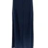 Lange klokrok met naad uni donker blauw