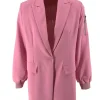 Langere blazer met rits en zakje op de mouw Roelien licht roze
