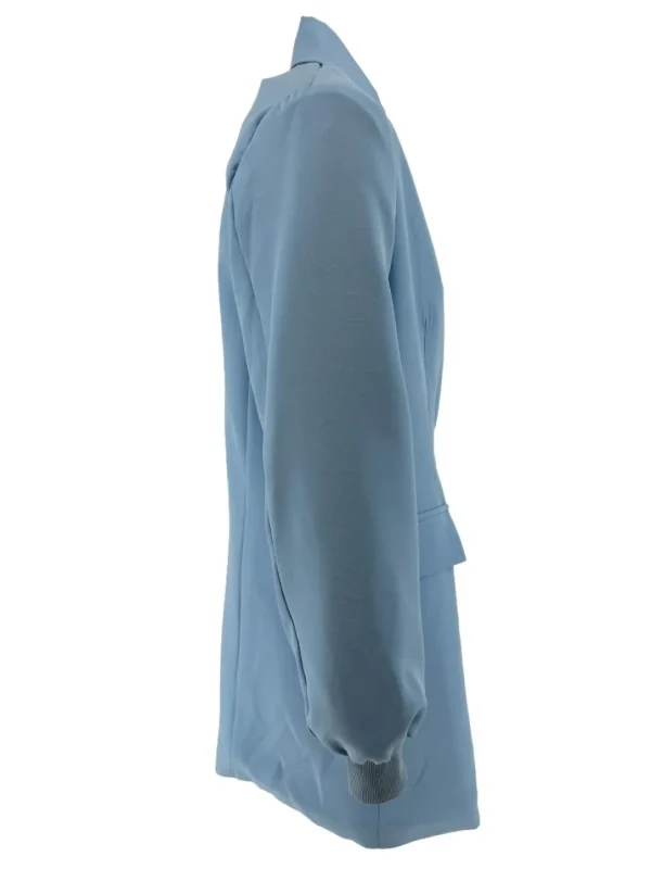 Langere blazer met rits en zakje op de mouw Roelien licht blauw