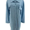 Langere blouse van rib patroon velvet Lindy Reliëf licht blauw