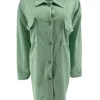 Langere blouse van rib patroon velvet Lindy Reliëf licht groen