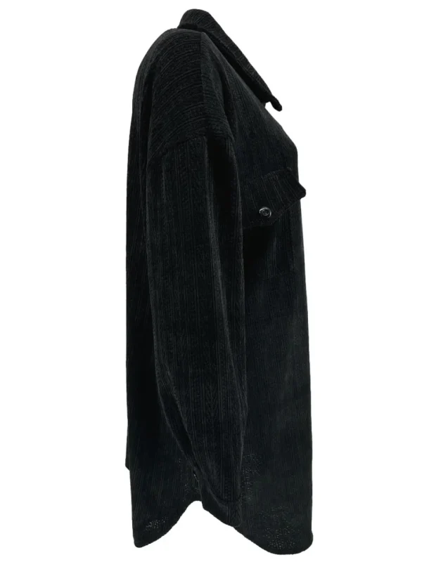 Langere blouse van rib patroon velvet Lindy Reliëf zwart
