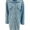 Langere blouse van rib velvet Lindy licht blauw