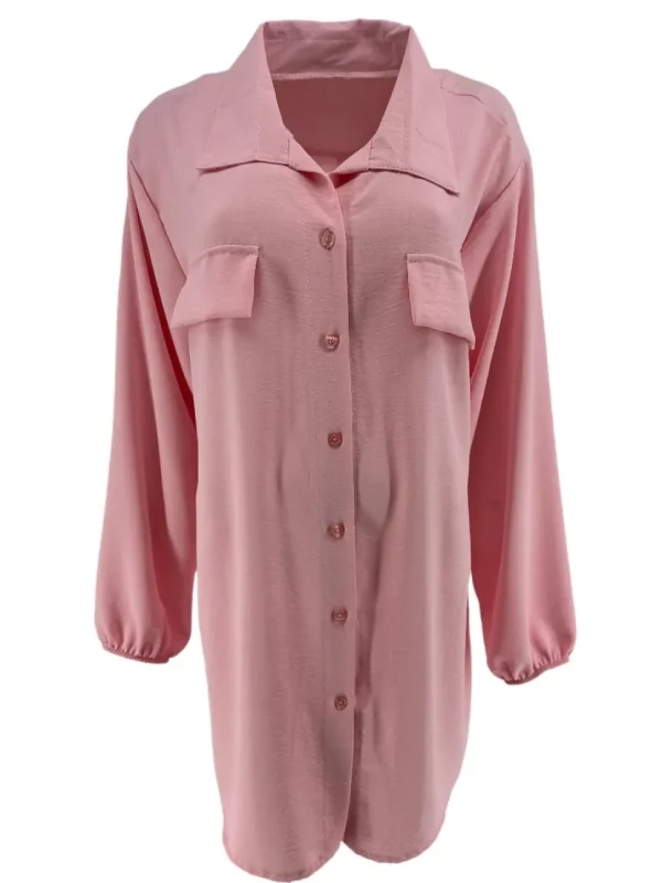 Langere blouse/tuniek met kraag Elodie licht roze