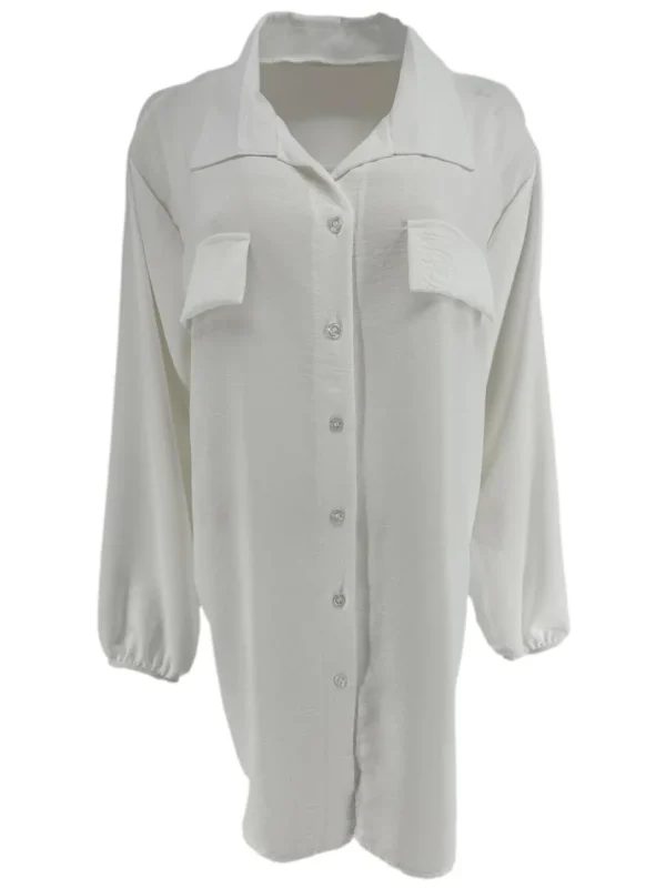 Langere blouse/tuniek met kraag Elodie off-white