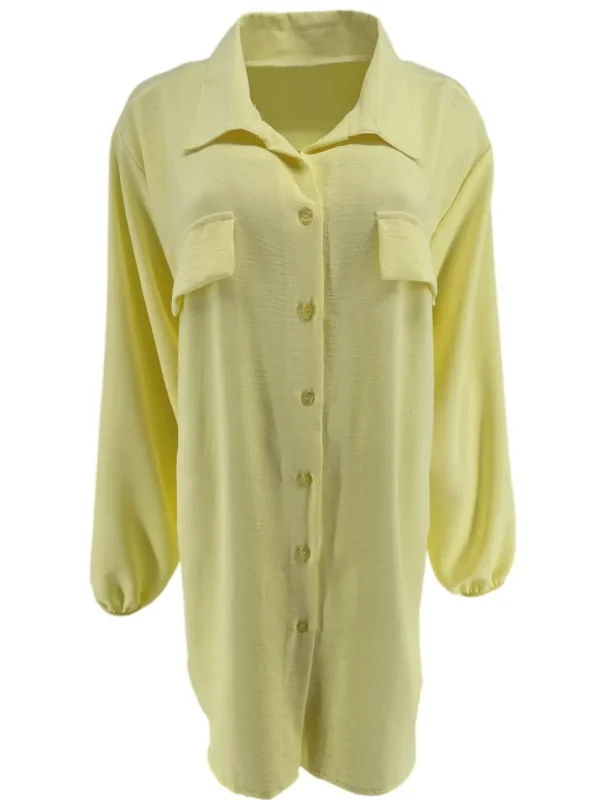 Langere blouse/tuniek met kraag Elodie geel