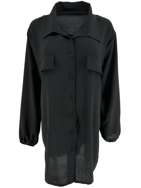 Langere blouse/tuniek met kraag Elodie zwart