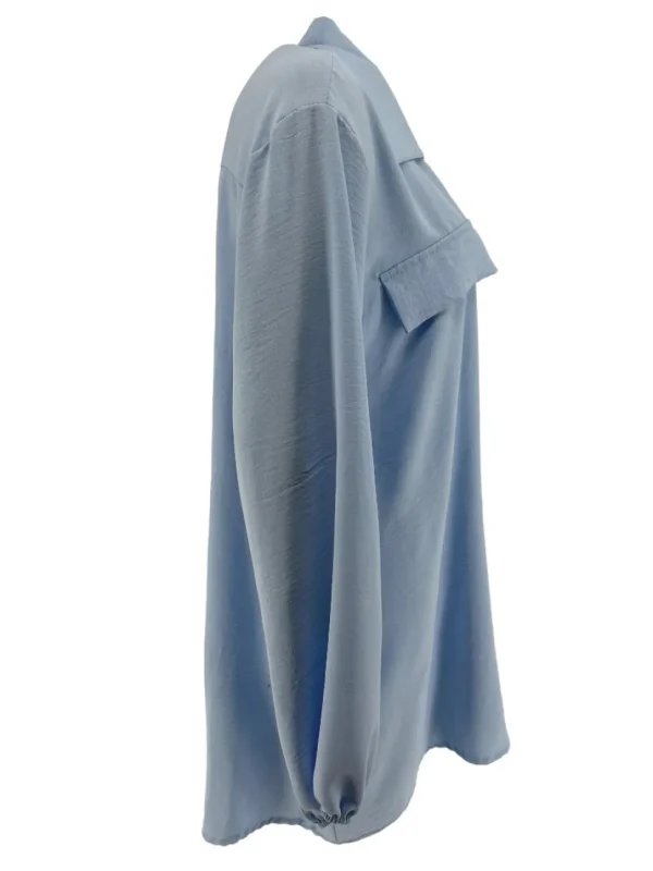 Langere blouse/tuniek met kraag Elodie licht blauw