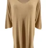 LANGERE fijngebreide trui met V-hals Hearts camel
