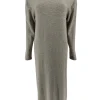 Langere jurk met ronde hals taupe (J107).JMK
