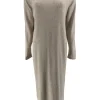 Langere jurk met ronde hals beige (J107).JMK