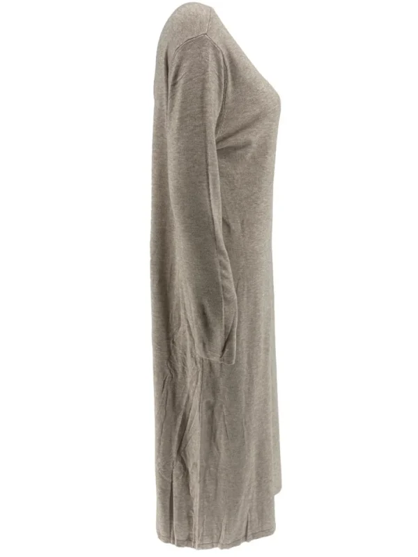 Langere jurk met ronde hals beige (J107).JMK