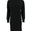 Langere trui/tuniek met col en zakken zwart (T525)