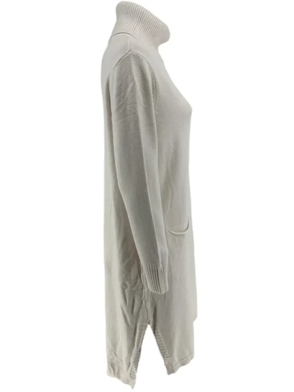 Langere trui/tuniek met col en zakken creme (T525)