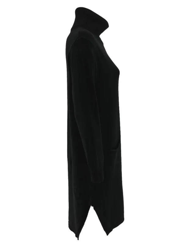 Langere trui/tuniek met col en zakken zwart (T525)