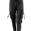 Leather-look Cargo broek zwart (95596). SALE
