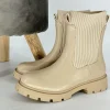 Metallic laarsjes met sokdetail beige (Y2106) SALE