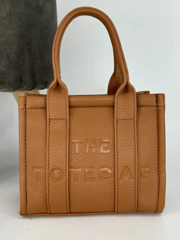 Mini size tote bag met ritssluiting BROWN (H2067)