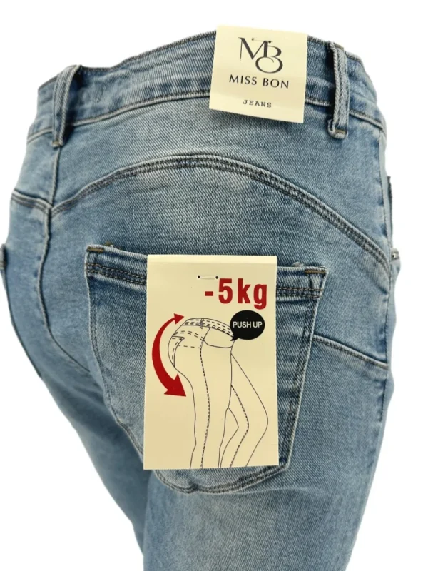 Miss bon fashion jogg-jeans washed blauw (77887#)