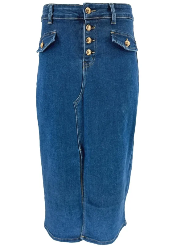 Miss Koko denim rok met gouden knopen (K-8381#)