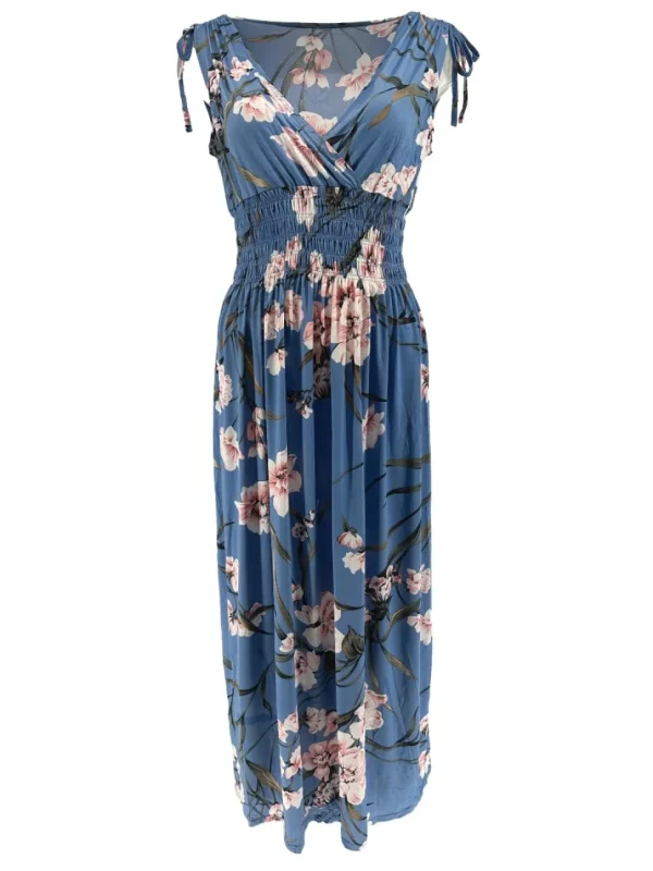 Mouwloze travelstof jurk Magnolia jeans blauw (JS3068)