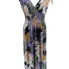 Mouwloze travelstof jurk Botanic lila (Y1043)