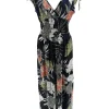 Mouwloze travelstof jurk Botanic donker blauw (Y1043)