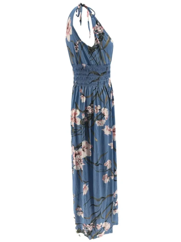 Mouwloze travelstof jurk Magnolia jeans blauw (JS3068)