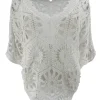 Opengewerkte trui met v-hals Webbed off-white