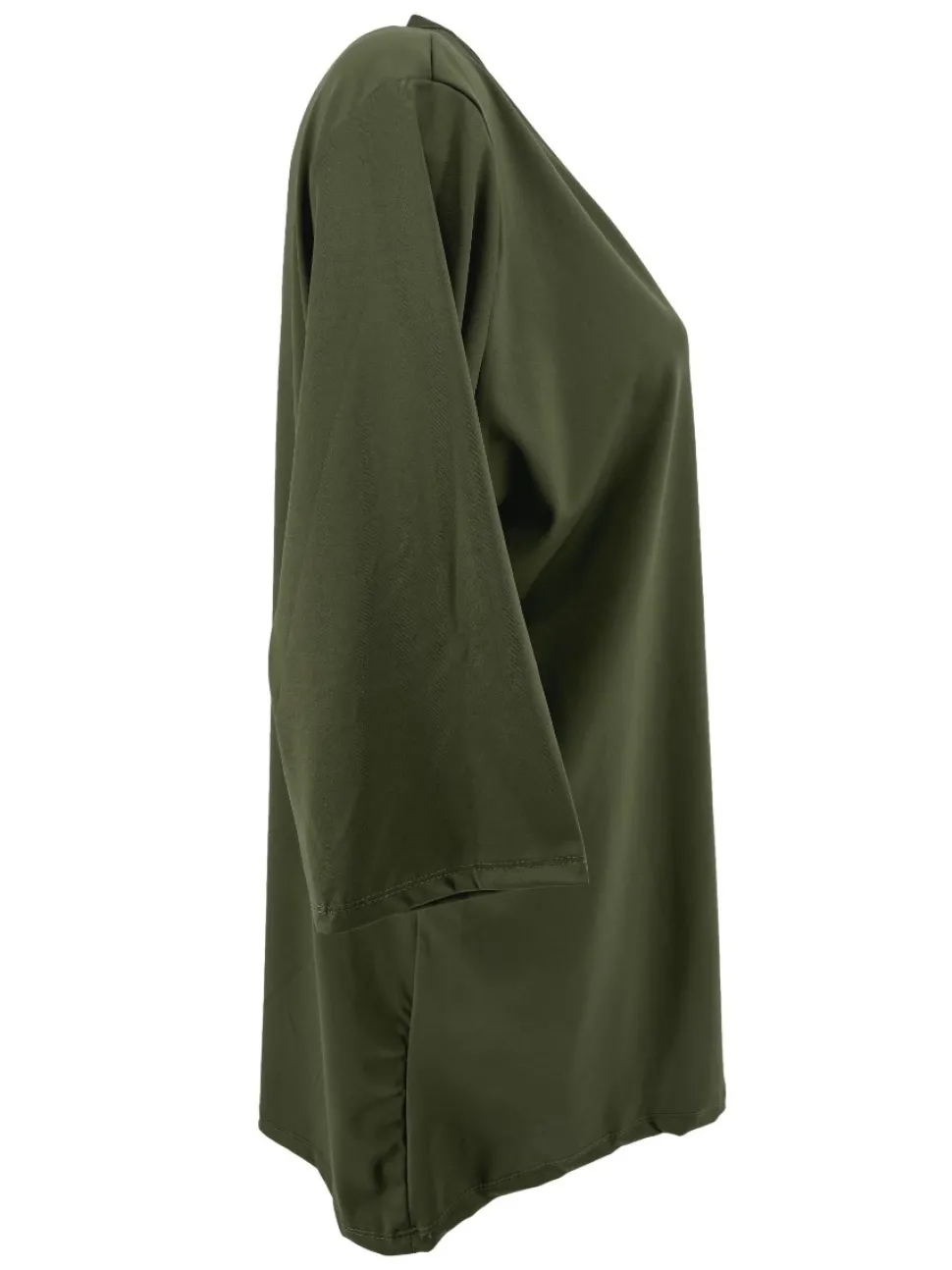 oversized_basic_travel_sh_1-2.webp Oversized basic travel shirt met V-hals en 3/4 mouw army. SALE