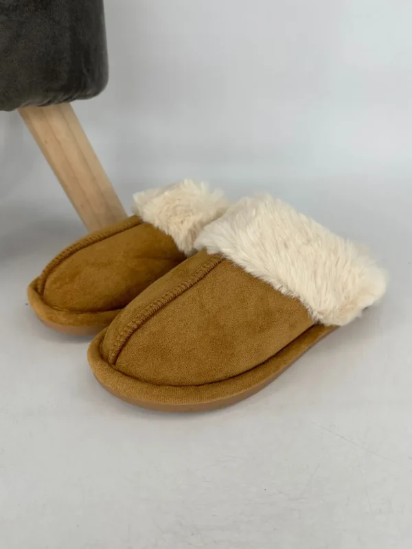 Pantoffel met imitatiebont camel (FC906)