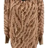 PLUS Blouse brede boord lange mouw Iris striped animal camel
