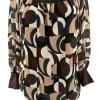 PLUS Blouse brede boord lange mouw Iris abstract bruin