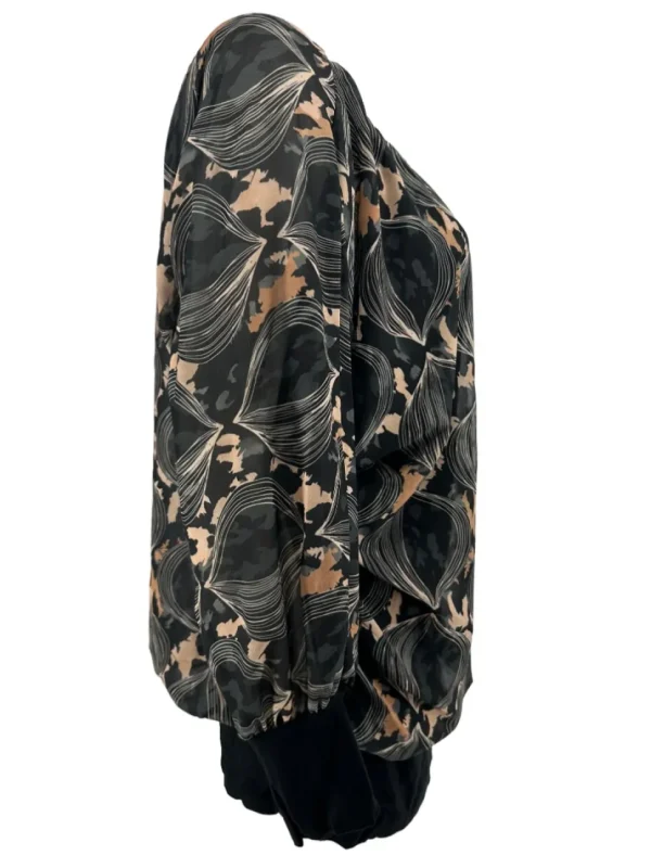 PLUS Blouse brede boord lange mouw Iris cipolla zwart