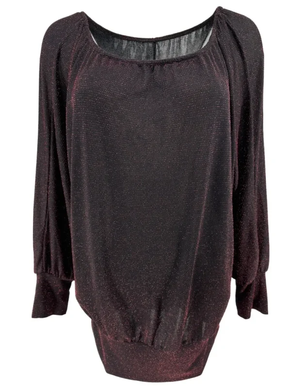 PLUS Blouse met brede boord Iris glitter DOTTED rood (FBK)