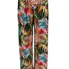 Plus size broek met rechte broekspijp in travelstof palm leaves multicoloured