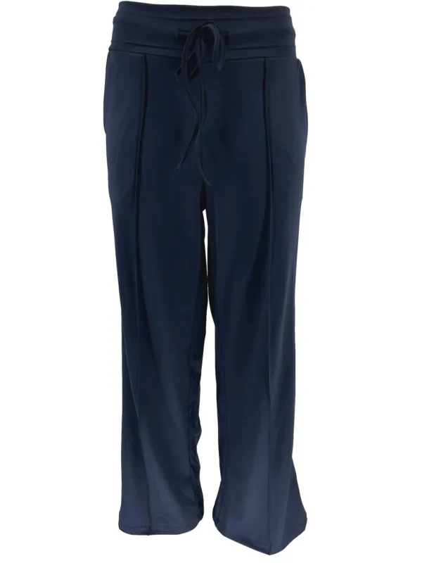 Rechte travelstof broek met koord RORO donker blauw.BFT