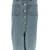 Secret light denim rok met knoopsluiting en zakjes aan de voorzijde (77620#)(JRC) SALE