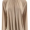 Shirt met lange mouw en opstaande kraag Jill uni beige