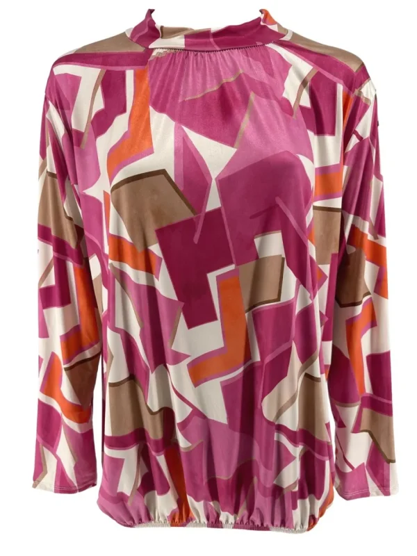 Shirt met lange mouw en opstaande kraag Jill tetris fuchsia