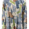 Shirt met lange mouw en opstaande kraag Jill tetris jeans blauw