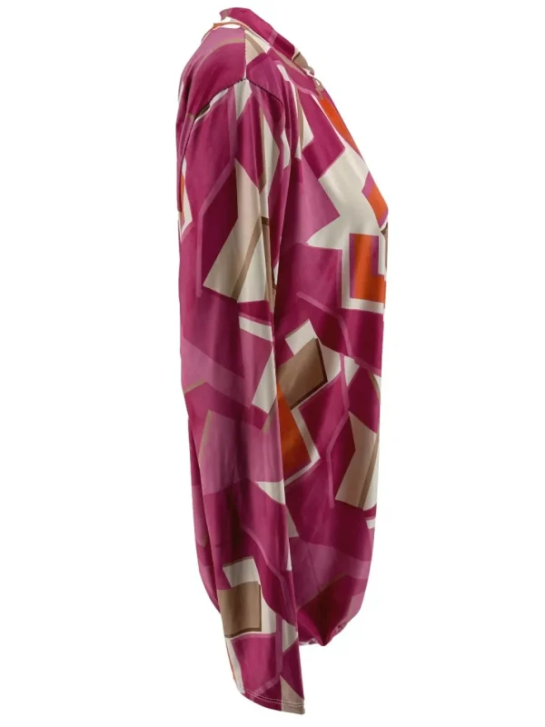Shirt met lange mouw en opstaande kraag Jill tetris fuchsia