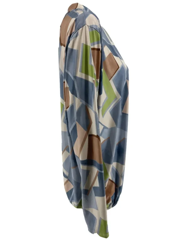 Shirt met lange mouw en opstaande kraag Jill tetris jeans blauw