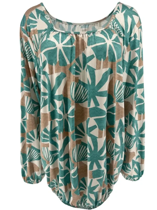Shirt met lange mouw en ronde hals Jackie pansy turquoise
