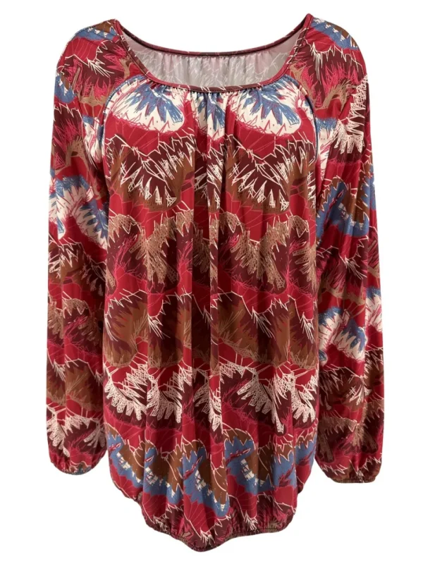 Shirt met lange mouw en ronde hals Jackie stiksel cerise