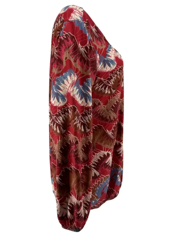 Shirt met lange mouw en ronde hals Jackie stiksel cerise