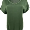 Shirt met satijn-look voorzijde Livia donker army