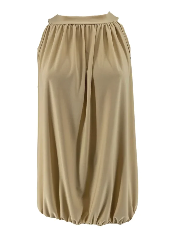 SIZE PLUS mouwloze halter top uni beige