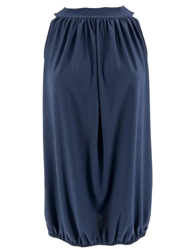 SIZE PLUS mouwloze halter top uni donker blauw